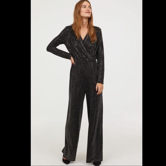 H&M Pants - H&M Sequin Black Long Sleeve Jumpsuit medium